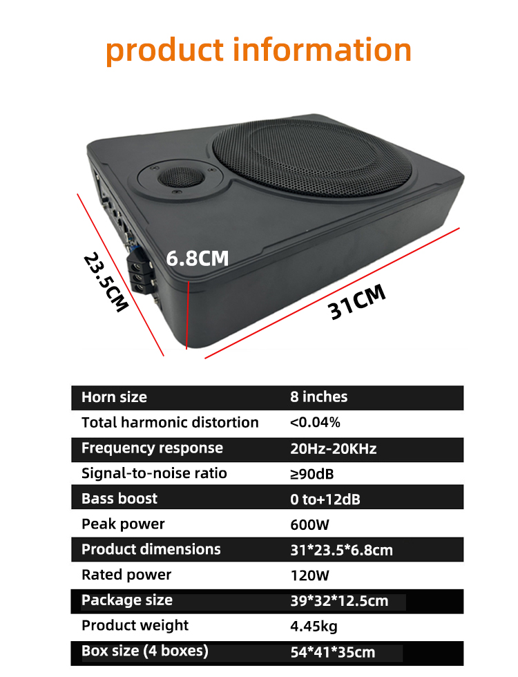 12В 8/10-дюймовый тонкий автом – обзор и цена Under Seat Subwoofer Slim 8 Inch