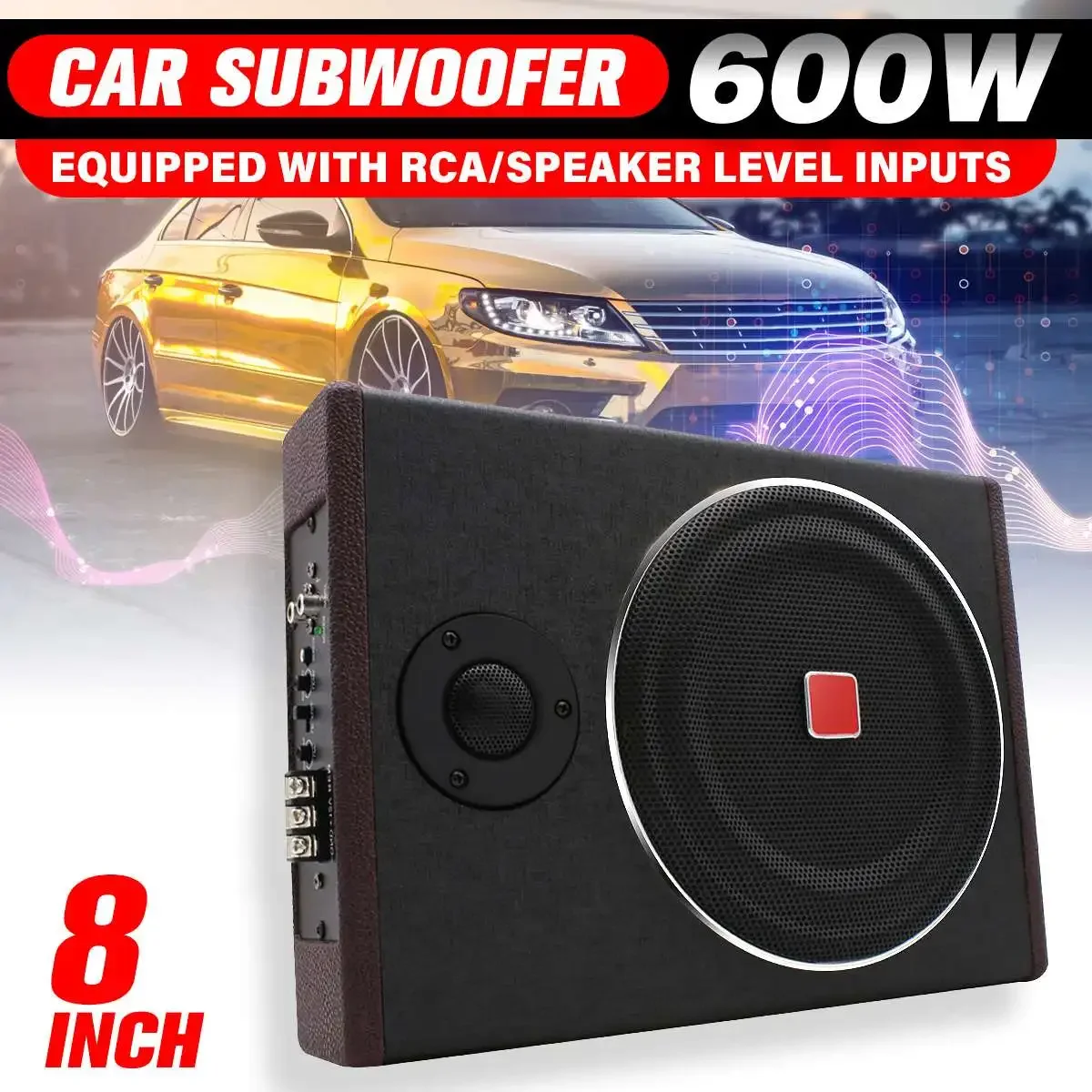 8-дюймовый 600-ваттный автомоб – обзор и цена Under Seat Subwoofer Slim 8 Inch